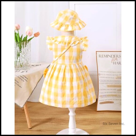 Toddler Girl Summer Dress Ruffle Sleeve Peter Pan Collar Casual Playwear Outfit - Picture 5 of 7